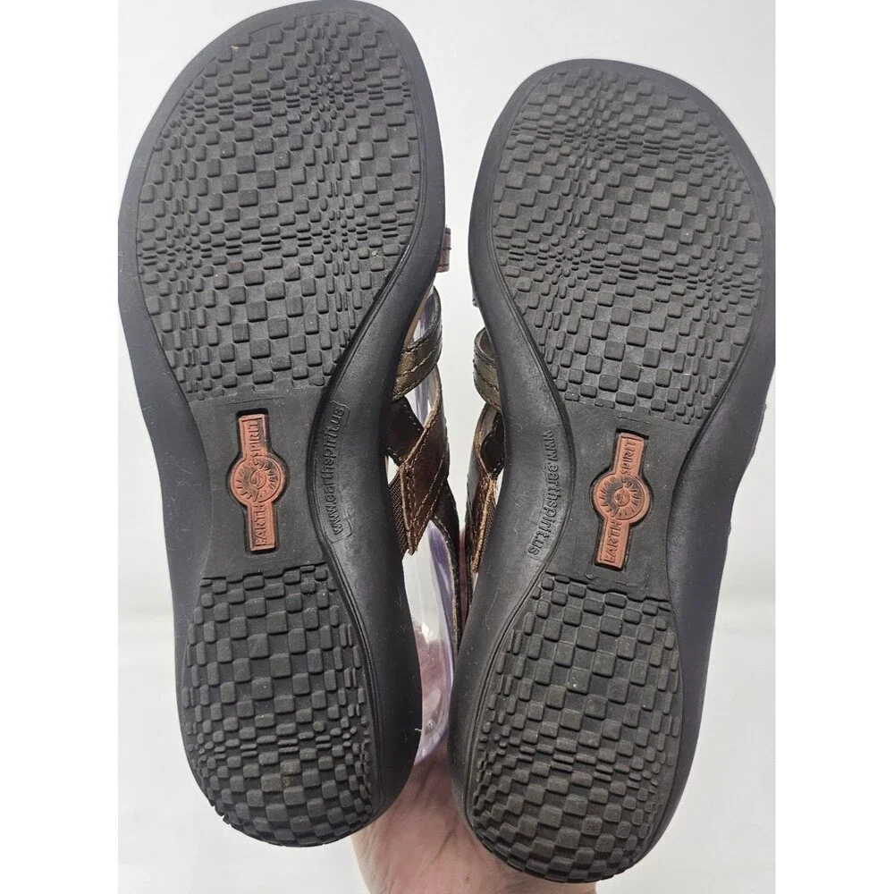 Earth Spirit Carlisle Brown Leather Sandal Sz 7.5 Open Toe Gelron 2000 Classic - Picture 9 of 12